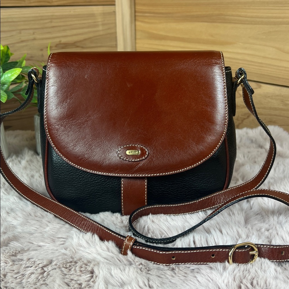 Vintage Bally Virage Two-Tone Leather Saddle Crossbody Bag - Made in Italy